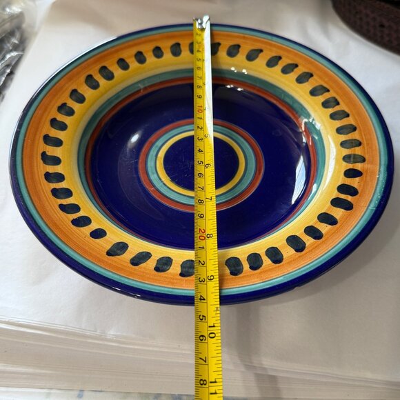 Handpainted Pier 1 Italian Swirl Earthenware Pasta Bowls 9.5" Set of 4 FLAWS - Picture 10 of 11